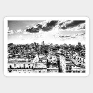 Old Havana, Black And White Sunset Cuba Sticker